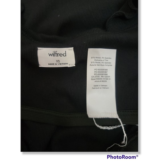 Aritzia Wilfred Black Maeva Bodysuit Ruffled Top Blouse Fine Ribbed Thong cut XS - Picture 12 of 12